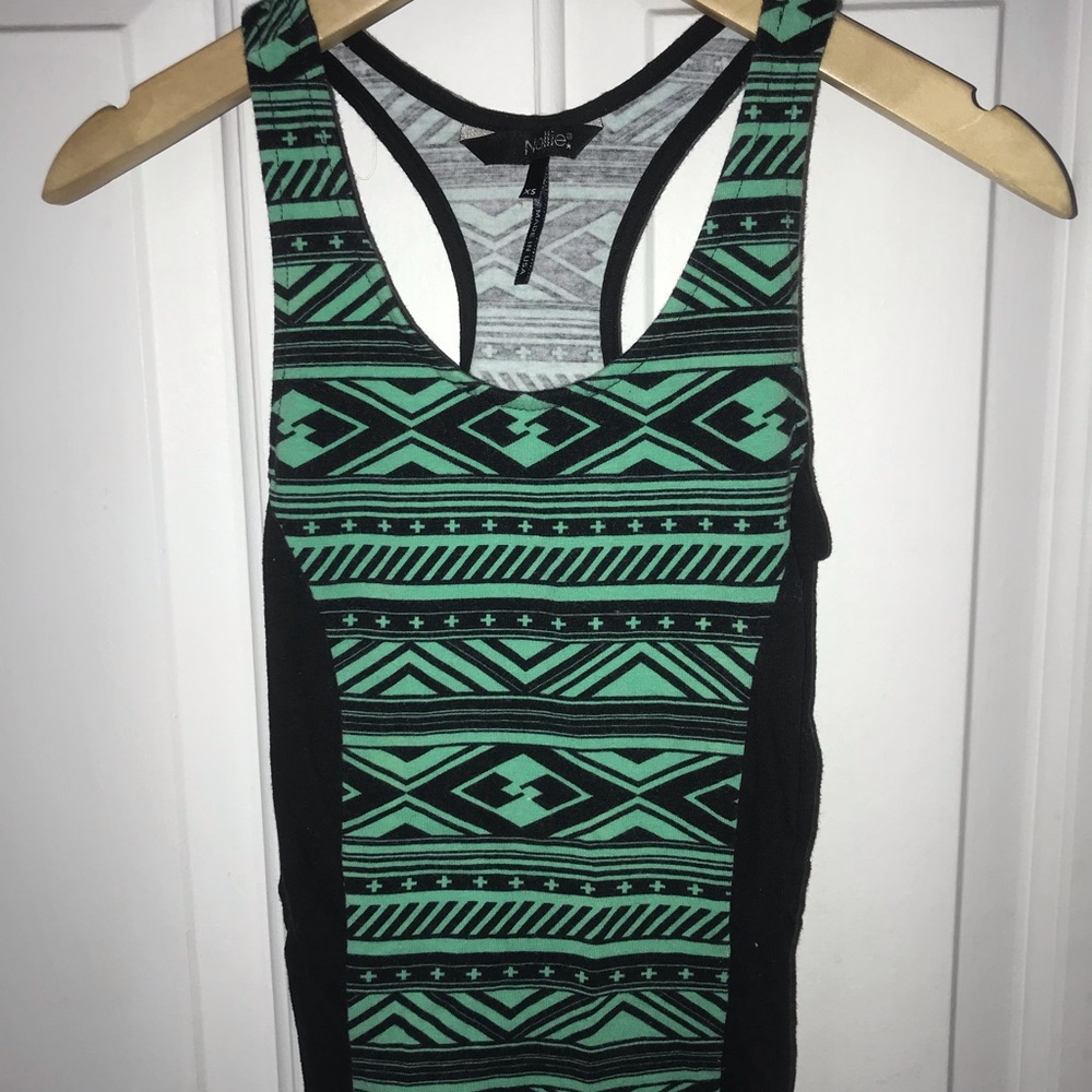 Pac Sun Green and black tribal print crop top
